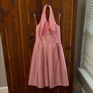 pink silk dupioni halter dress